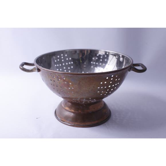 IMG_3671.jpg?v=1699278803 Vintage Copper Plated Colander, Cooking, Metalware, Rustic, Retro, Kitchen